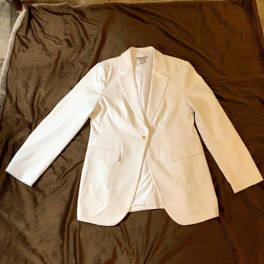 H & M White M Single button breasted Jacket Minimalist Normcore Scandi Girl